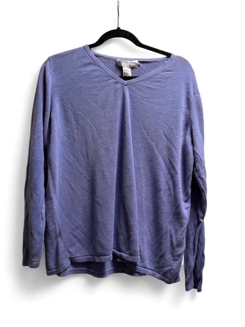 August Silk 100% Silk V-Neck Sweater Periwinkle Purple Women's 1X